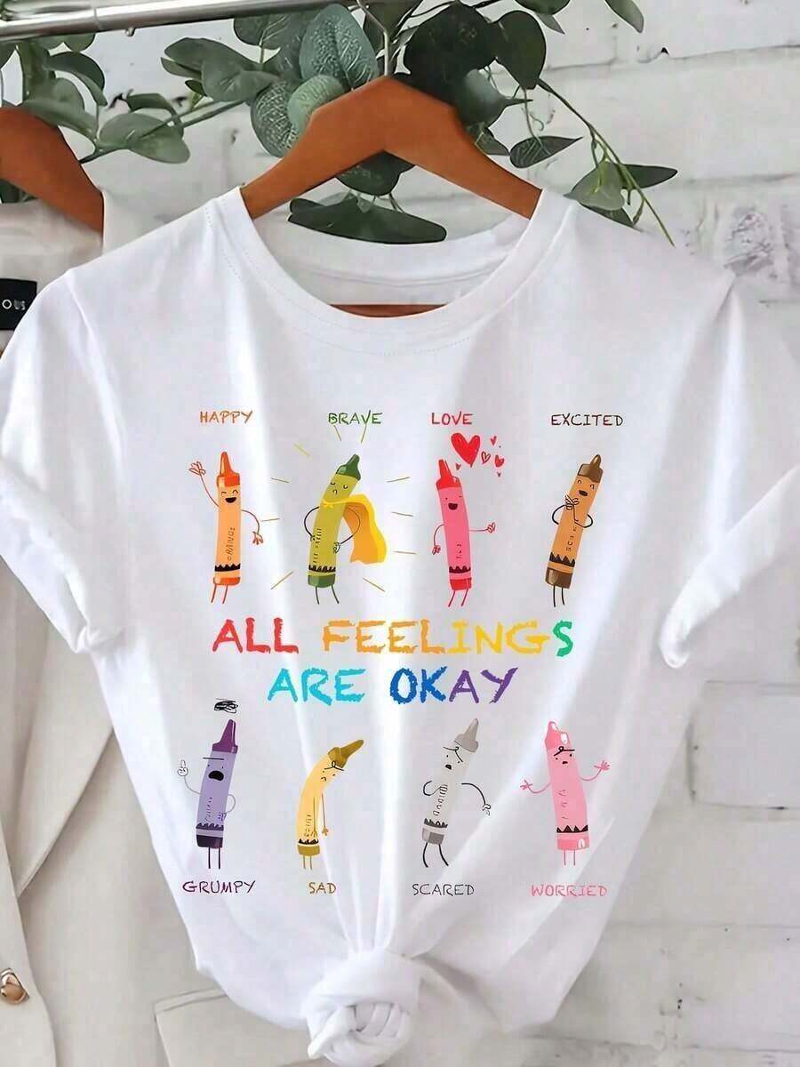 PremiumWo Letter Print T-Shirt - Short Sleeve, Crew Neck, Casual Style With Alphabet (For Example:,,,,,,,, I, J, K,,, N, Oh,,, S, T,,, W,,,) - Unisex Vintage Urban Style Blouse And T-Shirt For Everyday Wear, Short Sleeve, Crew Neck, 100% Pure Cotton, Limited Edition - 白色 - 查看 1