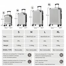 YONSLY 16 Inch Suitcase With Detachable Wheels 360° Combination Lock Double Zipper Soft Rubber Handle Trolley Travel Suitcase For Vacation - 銀色 - 查看 9