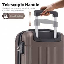 YONSLY 16 Inch Suitcase With Detachable Wheels 360° Combination Lock Double Zipper Soft Rubber Handle Trolley Travel Suitcase For Vacation - 棕色 - 查看 6