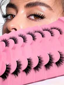 7 Pairs 12mm Short Crinkle Shape Cat Eye Appearance Tail Striped Crinkle, Eyebrow, Fake Crinkle - Multicolor - View 5