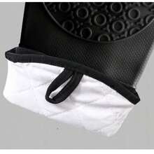 SILICONE OVEN GLOVES FOR GRILL, KITCHEN, OVEN, HEAT-RESISTANT 2 PCS - 黑色 - 查看 3