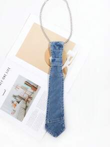 1pc Women's Fashion Casual Denim Effect Adjustable Chain Choker Necklace, Suitable For Street, Party, Gathering, Unique Outfit,Festival,Travel - Multicolor - View 6