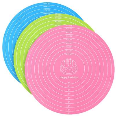 1pc Round Turntable Anti-Slip Mat With Scale, Rectangular Silicone Kneading Mat, Large Non-Stick Baking Mat With Measurement Fondant Mat, Counter Mat, Dough Rolling Mat, Oven Liner, Pie Crust Mat