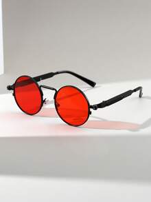 1 Pair Men's Round Small Frame Metal Spring Temple Punk Style Retro Versatile Street Style Fashion Glasses - Multicolor - View 5