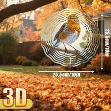 3D 1件裝「雪中枝頭紅胸鳥」25.5cm/10in*25.5cm/10in 附旋轉掛鉤 360° DIY創意風鈴 耐用金屬戶外草坪風鈴（不含吊墜）隨機款式 - A - 查看 4