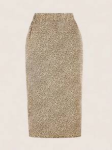 ASD1 Women's Leopard Print Random Cut Drawstring Skirt For Holiday Elegance - Apricot - View 2