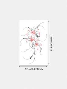 1 片时尚、可水洗、潮流逼真的百合花临时纹身贴纸。防水、持久、逼真，采用清新藤蔓设计，适合女性贴在腰部或侧腰，也适合所有人。 - 彩色 - 查看 5