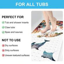 1pc PVC Thickened Non-Slip Bathroom Mat, Watercolor Underwater Coral Sea Turtle Dolphin Stingray Print With Suction Cups, Foot Massage Mat, Bathroom Pool Elderly Pet Universal Wear-Resistant Easy Clean Anti-Slip Bath Mat - View 7