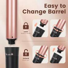 LUYAO 5-In-1 Curling Iron Set, Includes 3 Curling Irons And 5 Interchangeable Ceramic Curling Barrels, Fast Heating - Gold - View 4