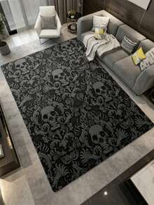1pc Dark Skull Pattern Area Rug, Living Room Carpet, Washable Carpet, Home Decor, Large Size Round Carpet For Living Room - Multicolor - View 4