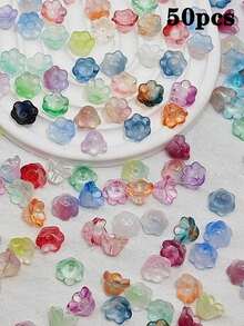 50pcs 7*12mm Orchid Shaped Glass Beads, DIY Jewelry Accessories Materials For Bracelet - Lily Of the Valley Loose Beads - View 6