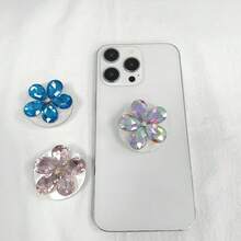 1件裝閃亮水晶花卉手機背夾,鑲鑽花形手機支架,可伸縮可折疊手機支撐架,百搭3D鑽石花卉手機背架,亮片裝飾手機飾品,送給朋友的可愛日常小禮物 - 彩色 - 查看 5