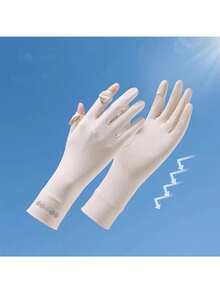 1 Pair Extended Length Sun Protection Gloves For Women, Thin Breathable Cooling Quick-Dry Touchscreen Outdoor Cycling Gloves - Multicolor - View 10
