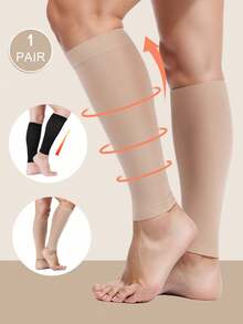 1 Pair Unisex Toe-Less Compression Socks, Suitable For Sports, Travel, Work, Fitness, Short Compression Socks For Autumn Use - Multicolor - View 8