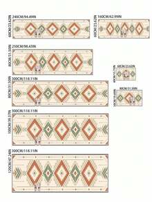1pc Geometric Totem Patterned Long Runner Rug, Personalized Aesthetic Decor Carpet, Hallway Entryway Long Mat, Boho Vintage Style Accent Rug, Small Rug, Washable Carpet For Home Decor, Bedroom, Corridor - Multicolor - View 4