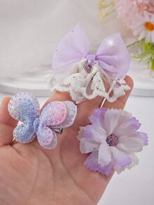 178pcs Macaron Sweet Dreamy Girly Hair Accessories Set, Includes Tulle Lace Bow Hair Clips, Glitter Double-Layer Butterfly Hair Clips, Faux Multi-Layer Flower Hair Clips, Suitable For Daily Wear, Spring Outing, Parties - Multicolor - View 9