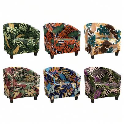 1 cái vỏ bọc sofa đơn co giãn in họa tiết hai lớp hình bán nguyệt, bọc toàn thân dạng cong chữ U cho ghế thư giãn câu lạc bộ phổ biến