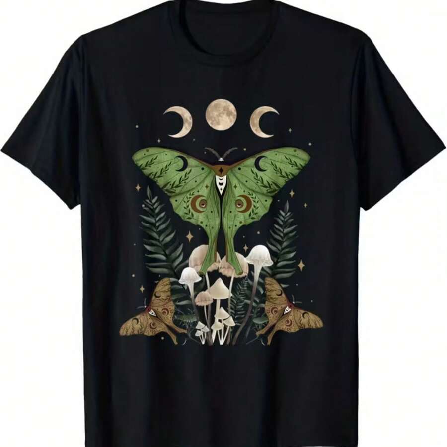 Printed T-Shirt For Men And Women - 黑色 - 查看 1