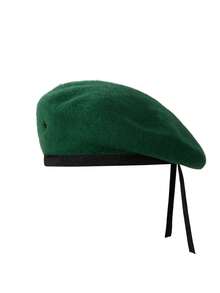 1pc British Style Military Beret, Wool Stiff Shaping Design, Unisex Versatile Warm Casual Wear For Holidays And Daily Use - Beret - View 9