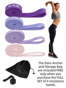 4pcs Fitness Yoga Resistance Bands, High Elastic Assist Bands For Pull-Ups, Multi-Functional Stretch Bands, Home Gym Equipment Set - Multicolor - View 10