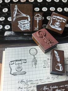 1 Box 7pcs Retro Stamp Set, Rubber Stamps For DIY Scrapbooking Decoration - YZ303's Past - View 6