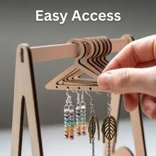 1pc Earring Organizer Holder With 6 Mini Clothes Hangers, Cute Wardrobe Style Earring Display Rack - Shelf - View 3