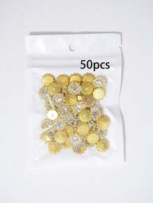 20-200個 12mm 圓形水鑽花朵鈕扣 向日葵亮面鈕扣 雙花設計 縫紉DIY配件 蝴蝶結與手工藝水鑽裝飾 水晶裝飾胸針鈕扣 平底 DIY手工花朵髮箍洋裝配件 - 12mm白色向日葵花鑽 - 查看 9