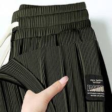 Pantalones casuales de pierna recta para hombre, pantalones largos deportivos resistentes a la suciedad, finos y ligeros para... - negro+marrón - Ver 3