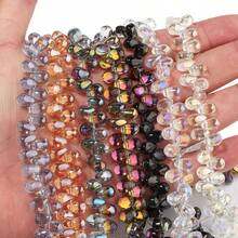 1 Strand 6*9mm Shiny Coated Teardrop Glass Beads, Approx. 95pcs, Hanging Artificial Crystal Glass Beads - Jewelry Making DIY Beads Accessories, DIY Special Bracelets, Earrings, Hair Accessories, Headwear, Pendants, Charms And Crafts - Water Drops - View 9