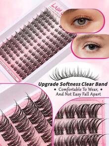Himirell 120pcs C Curl Natural Lash Clusters, Soft Short Individual Lash Clusters For Eyelash Extensions, DIY Lash Clusters To Create Natural Makeup Look, Easy For Newbies, Reusable, Suitable For Daily Makeup - C - View 2