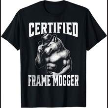 Frame Mogging - Funny Cringe Alpha Wolf T-Shirt - Black - View 1