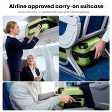 YONSLY 16 Inch Suitcase With Detachable Wheels 360° Combination Lock Double Zipper Soft Rubber Handle Trolley Travel Suitcase For Vacation - 果綠 - 查看 3