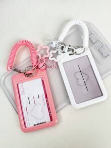 Bell Star Hanging Card Holder, Card Pouch, Expandable Plastic Spring Card Holder With Keychain - Suitable For Bus, RV, Card Holder Keychain, Card Lanyard With Sliding Cover, Plastic Protective Sleeve For Public Transportation And Subway Access, Hard Card Holder, Work ID Protective Sleeve - Multicolor - View 3