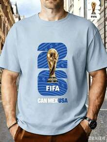 FIFA World Cup Licensed 2026 World Cup Soccer • Themed Prints For The USA Series • Men's Short-Sleeve T-Shirts • Casual Wear • Suitable For Fitness, C - 藍色 - 查看 5