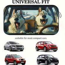 Humorous Husky Car Sunshade - UV Protection, Foldable & Easy To Store, Fits Most Vehicles, Polyester Material With Playful Dog Design For Indoor Decor, Vehicle Cooling Accessory, Playful Dog Design, Easy Storage Feature - A - View 7