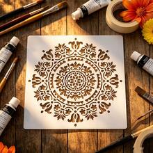 1pc Mandala Painting Stencil, Reusable Mandala Painting Stencil, Round Floral Design Mandala Painting Stencil Craft Stencil, Suitable For DIY Wall, Furniture, Canvas, Tile, Home Art Decor Graffiti - Sets - View 5