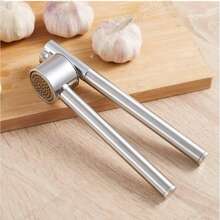 1 pieza Prensa de ajo de acero inoxidable manual, triturador de ajo, a prueba de óxido, fácil de limpiar, utensilio de cocina - Plateado - Ver 5