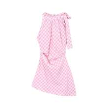 Vestido Rosa a Cuadros con Lazo en el Cuello para Mujer, Estilo Veraniego, Sensual y Atrevido, Falda Corta Irregular con Cintura Ajustada y Efecto Bodycon - Enrejado rosa - Ver 1