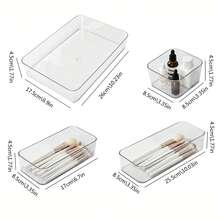 Multiple Combination Transparent Drawer Storage Boxes, Cosmetic Organizer Boxes, Freely Combinable Dividers, Convenient Placement, Organizing Boxes For Office Desk Drawer Bedroom Storage - Clear - View 10