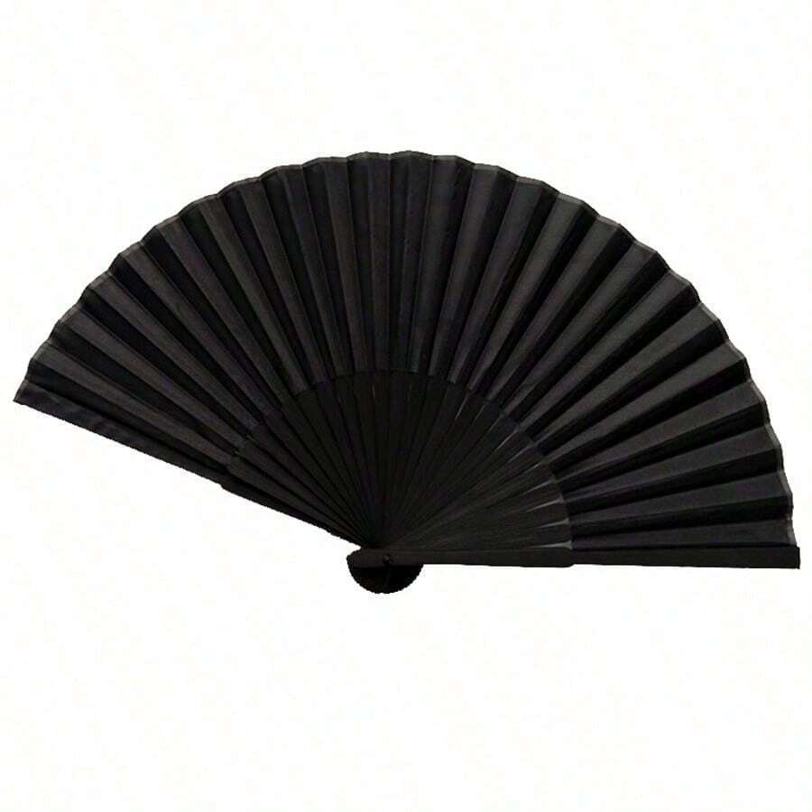 Black Classic Folding Fan, Bamboo Ribs, Suitable For Chinese Or Spanish Style, Perfect For Weddings, Parties, Performances, Dance, Home Decor, Holidays, Birthdays And Graduation Gifts - / - View 1