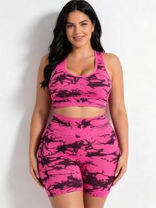 Women's Yoga Colorblock Seamless Sports Set Workout Legging Two Piece Set Athletic Two Piece Set Fitness Outfit Two Piece Workout Set Active Two Piece Set Black Two Piece Athletic Set - Màu Hoa hồng đỏ - Xem 3