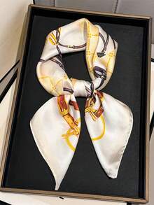 1 chiếc khăn satin in họa tiết thắt lưng cưỡi ngựa màu đen và vàng, kích thước 65*65cm, khăn vuông mỏng giả lụa, đa năng dùng làm khăn quàng cổ/khăn choàng/khăn thắt eo, phù hợp cho mọi mùa, sử dụng hàng ngày/dự tiệc/du lịch. - Nhiều màu - Xem 10