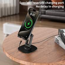 1pc 360 Degree Rotating Desktop Phone Holder, Adjustable & Foldable Phone Stand, Aluminum Alloy Desk Mount With Non-Slip Base, Suitable For Tablets & Phones, Home Accessory - A - View 6