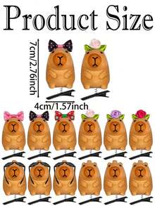 10Pcs Capybara Hair Clips Kawaii Cartoon Capybara Clips Festival Rave Sprouts Funny Decorative Hair Accessories For Women Men Summer Holiday Party Props Decor,Cosplay, Everyday Wear, Photo Props, And Party Favors. - Multicolor - View 8