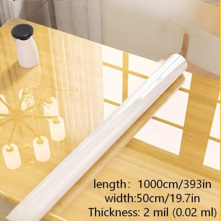 1 Roll - High-Definition Transparent Furniture Protection Film, Dining Table Protection Film - Size: 19.7"X393.7", PET Material - Cuttable, Waterproof, Oil-Proof, Scratch-Resistant, Heat-Resistant, Won't Turn Yellow - Suitable For Protecting Surfaces Of Dining Tables, Coffee Tables, Kitchen Countertops, Cabinets - Clear - View 13