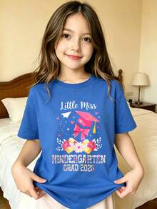 Pequeña Señorita Fiesta de Graduación Camiseta para niñas - Azul - View 1