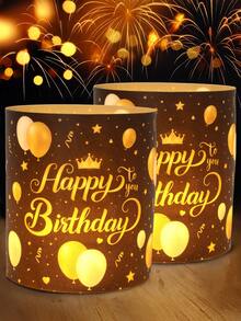 6/12件組生日快樂燈罩裝飾，桌上擺飾，生日桌飾，生日裝飾，派對背景裝飾，燭台，生日派對裝飾，家居裝飾，派對伴手禮，派對用品（不含燈光與蠟燭） - 生日快樂 - 查看 8
