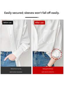 Shirt Sleeve Fastener No-Drill Adjustable Elastic Sleeve Cuff Band, Sleeve Length Shortener Tool, Sleeve Fixer, Shirt Tightening Elastic Sleeve Tie, Adjustable Sleeve, Suitable For T-Shirts, Sweaters, Dresses, Hoodies - No-Sew Hem Shortener, Invisible Waistband For Pants, Shirts, Tops - Home Sewing Neutral Design, No Need To Tuck Into Waistband - Multicolor - View 5