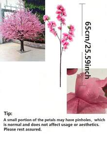 1pc Elegant Artificial Peach Blossom Branch - Decorative Flower For Garden, Suitable For Anniversary, Wedding, Easter, Birthday, New Year, Indoor/Outdoor Holiday Decor, No Power Source, Container Not Included - Pink - View 5