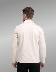 Stylish Men's Jacket With Waterfall Collar, Long Sleeves, Casual Sweatshirt Style With Button Details And Pockets. - Off - View 5